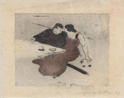 Georges-Alfred BOTTINI (1874-1907) 
Conversation
Wood in colour. Proof on thin paper,...