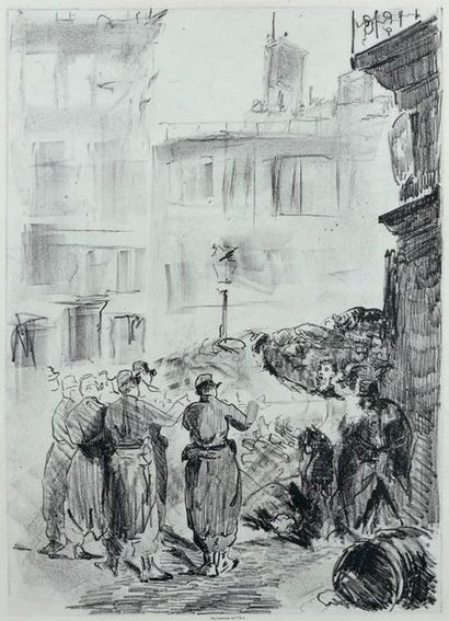 ÉDOUARD MANET (1832 -1883) 
La Barricade 1871 (scène de la Commune de Paris)
Lithographie...