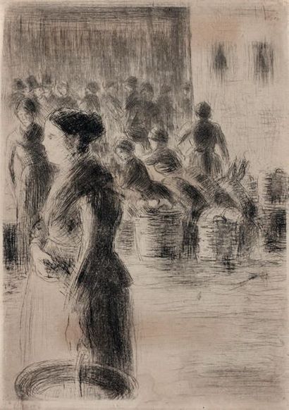 Camille PISSARRO (1830-1903) 
The maid doing her shopping. 1888
Dry point on vellum....
