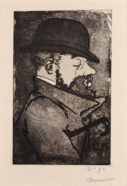 CHARLES MAURIN (1856-1914) 
Portrait of Toulouse-Lautrec
Aquatint in brown. Proof...