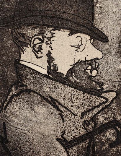 CHARLES MAURIN (1856-1914) 
Portrait of Toulouse-Lautrec
Aquatint in brown. Proof...