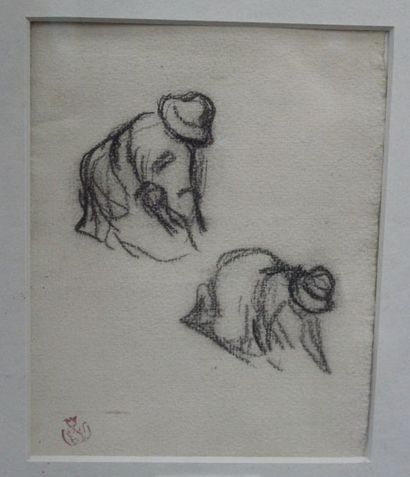 Claude Émile SCHUFFENECKER (1851-1934) 
Study of two women farmers
Charcoal drawing,...
