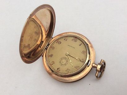 null MONTRE SAVONNETTE - HELVETIA Or jaune 14K (585 millièmes), le couvercle et le...