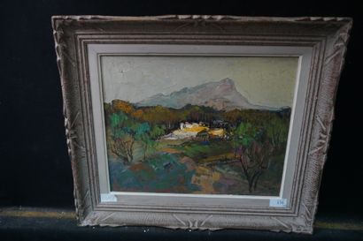 null Jacques VAN DEN BUSCHE (1925-2001), Paysage de montagne,, huile sur panneau...