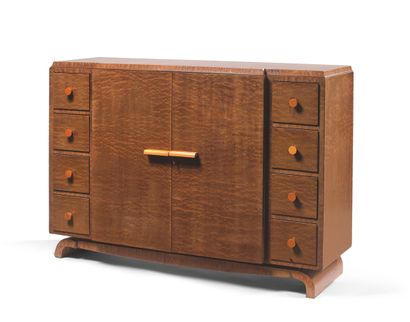  SHIRT CHEST OF DRAWERS 
Wooden chest of drawers, opening with two doors in central...