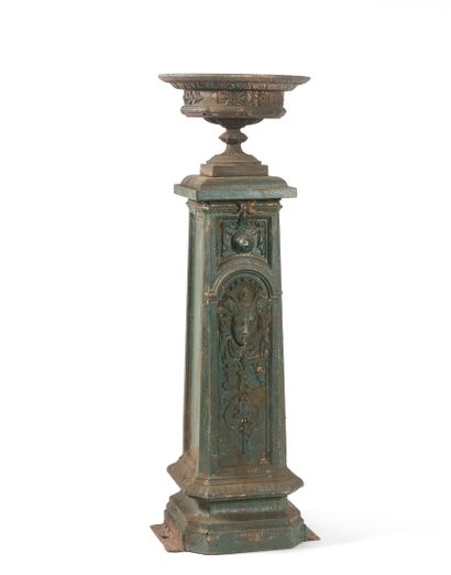 null PARISIAN STREET FOUNTAIN

Cast iron, painted in green, the circular basin with...