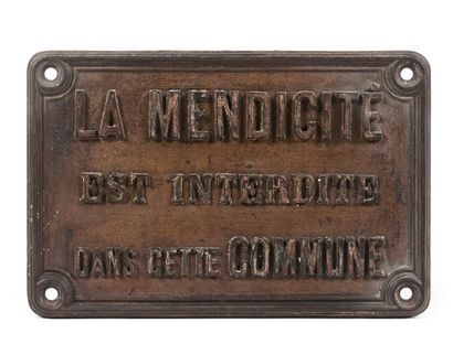  STREET SIGN PROHIBITING BEGGING 
Cast iron, rectangular shape, with the inscription...