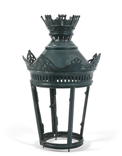  LANTERN OF PARISIAN STREET LAMP 
Green painted metal, flared shape, topped with...