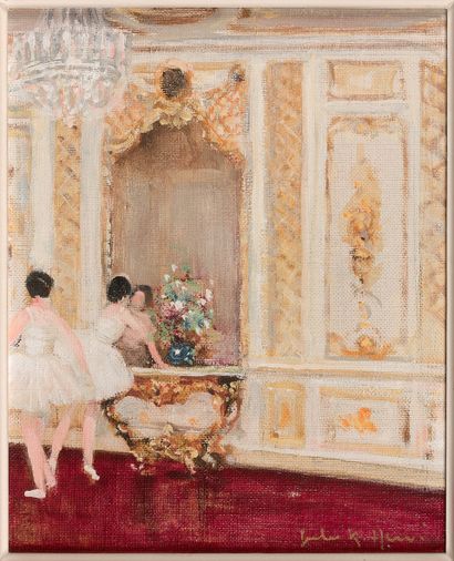 null 儒勒-雷诺-埃尔韦(1887-1981)

巴黎，室内的芭蕾舞者

布面油画，右下方有签名，背面有会签。

27 x 22 cm。