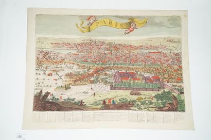 null TWO ESTAMPES

- ANONYMOUS, early 18th century. Paris, panoramic view.

- COURVOISIER...