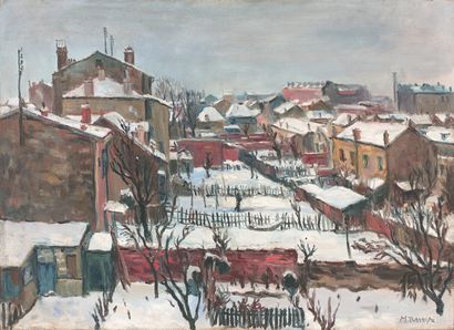 莫里斯-提赛尔(1920-2017) 
巴黎，雪下的Bercy 
布面油画，右下角有签名...