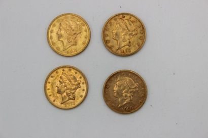 null 4 gold $20 coins, 1900, 1895, 1875, 1900. Weight: 133.6 g.