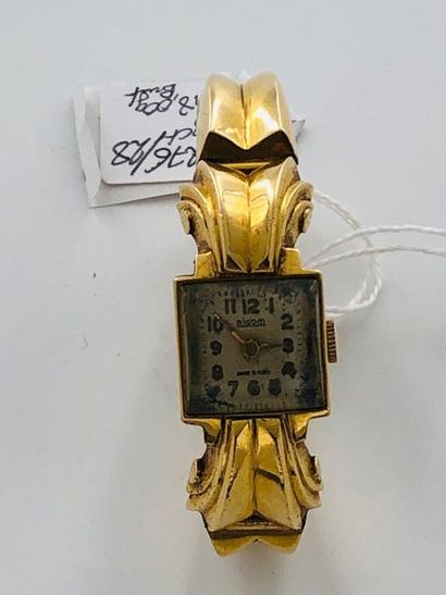 null Bigom, women's wristwatch in 18-carat gold (750 thousandths), square case, cream...