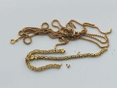 null 18 karat (750 thousandths) gold set including two neck chains made of debris...