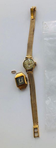 null Two ladies' wristwatches, 18K (750 thousandths) gold cases, one gold bracelet,...