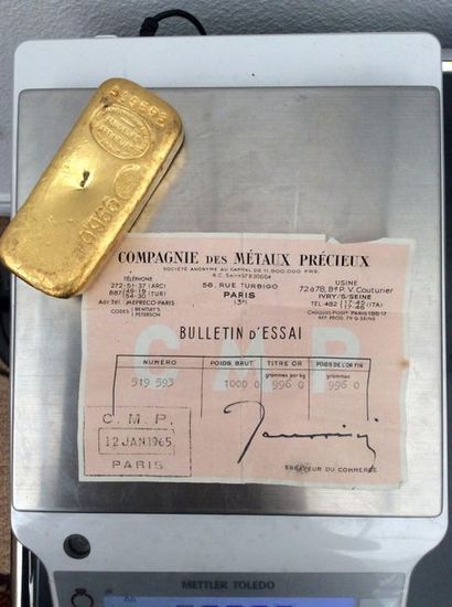 null Gold ingot 996 thousandths, number 519593, with its certificate, weight: 999...