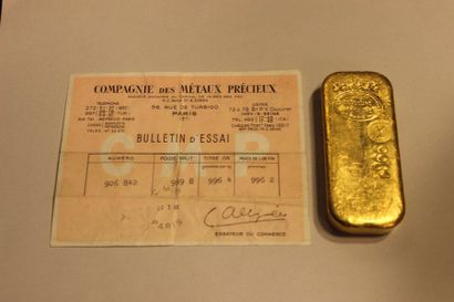 null Gold ingot 996,4 thousandths, number 926842, with its certificate, weight: 999,50...