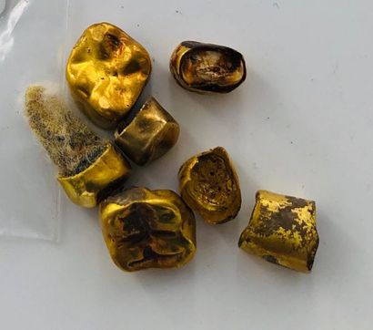 null Batch of dental debris in 18K (750 thousandths) yellow gold. Gross weight: 13.7...