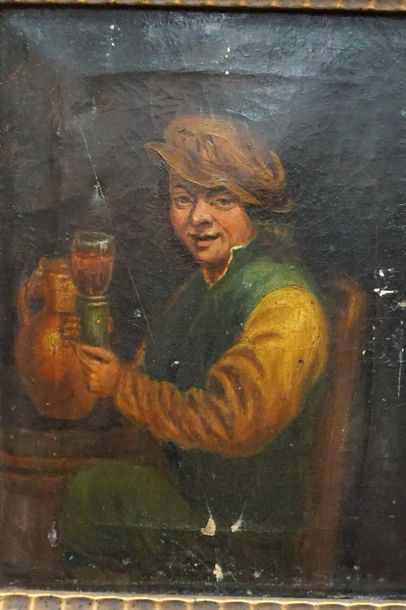 null Modern school in Dutch taste, man reading a letter, drinker, two oils on canvas....