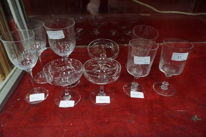 null Set of 9 mismatched crystal glasses.