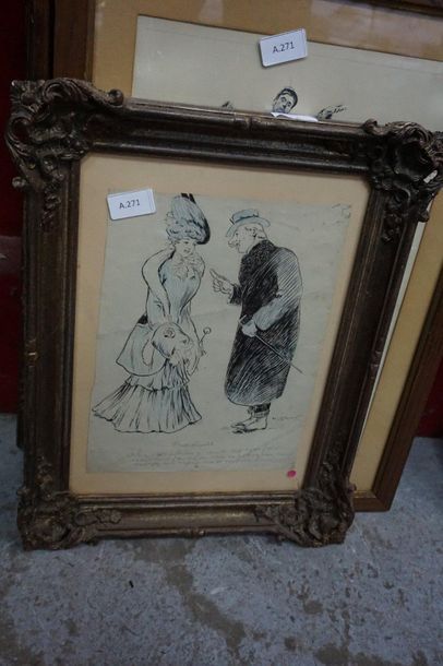 null A collection of seven framed pieces: MOUSSEL, dancer, watercolour; engravings;...