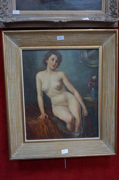 null MAURICE CALLEWAERT, nude woman, oil on canvas signed lower right.