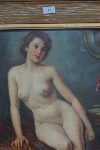 null MAURICE CALLEWAERT, nude woman, oil on canvas signed lower right.