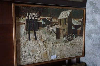 null RAYMOND PREAUX (1916-1997), village view, oil on canvas signed lower right....