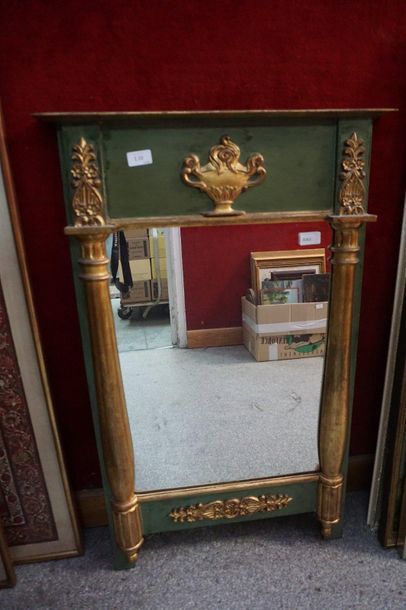 null Modern gilded wood mirror, small overmantel in painted wood.