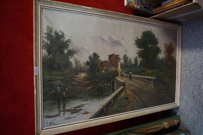 null Set of paintings and framed pieces: SURTEU, mediterranean landscape, TOFFOLI's...