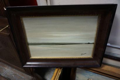 null Meeting of paintings and framed pieces: seascapes, modern compositions, village...