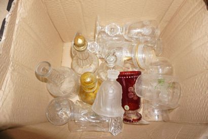 null Set of mismatched glasses including wine glasses, water glasses, flutes, some...