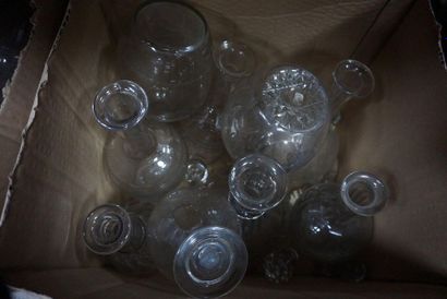 null Parts of glass services with engraved decoration, some with gold decoration,...