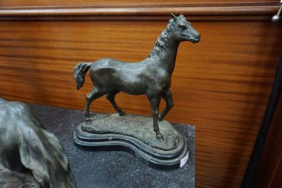 null According to MILO, Mare and her foal, Horse, 2 bronze subjects on marble ba...