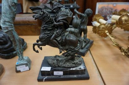 null CLAUDE, Napoleon crossing the Alps, bronze sculpture on marble base, signed...
