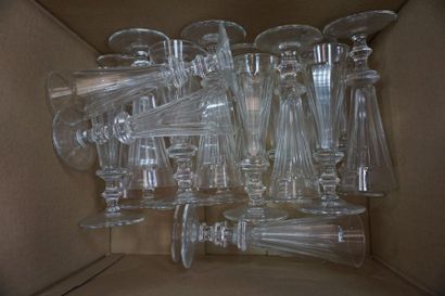 null Parts of glassware services: service with sides including many champagne flutes...