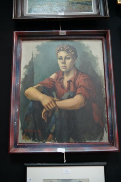 null Anatola SOUNGOUROFF (1911-1982), Portrait de jeune homme, huile sur toile signée...