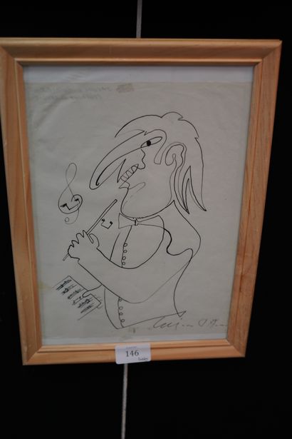 null Jacques AUDIBERTI (1899-1965), Lui ou Le musicien, dessin à l'encre sur papier,...