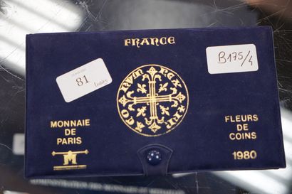 null Monnaie de Paris 1980, dans une enveloppe feutrée, réunion de pièces dont 50...