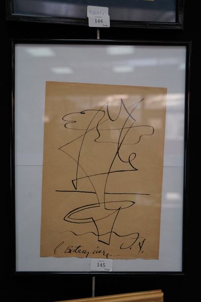 null Jacques AUDIBERTI (1899-1965), Le bateau ivre, dessin à l'encre sur papier,...