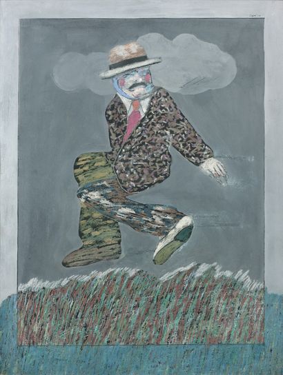 Antonio Segui (Né en 1934) Personnage au chapeau, 1964
纸上粉彩，右上方有签名和日期。
63 x 48,5...