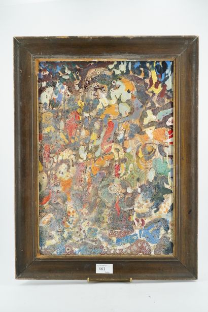 GÉRARD CYNE (1923-2006) 绦虫的星期天，1994年。
纸上油画，装在木板上，注明日期。
45 x 31厘米。
