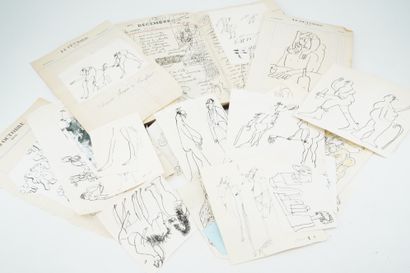 GÉRARD CYNE (1923-2006) Caisse de documents divers, notes et dessins personnels de...