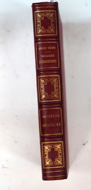 Jules VERNE 布兰尼卡女主人。Paris, J. Hetzel et Cie, s. d. 。[1891].出版商的红色半铬合金，书脊镀金，边缘镀金（A....