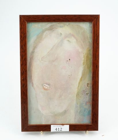 GÉRARD CYNE (1923-2006) 女性面孔
布面油画。
22 x 14 cm。