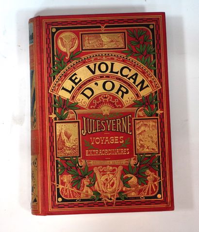 Jules VERNE 
Le Volcan d'or. Paris, Collection Hetzel, s. d. [1906]. Cartonnage polychrome,...