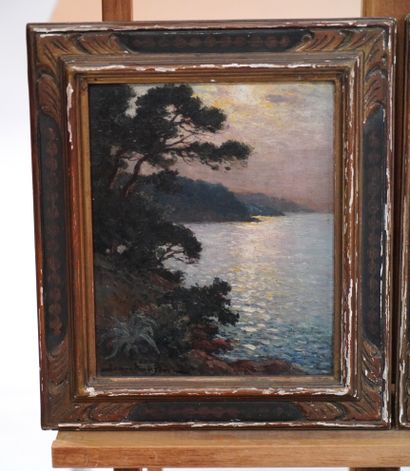 Jean LAFON (XXe siècle) 
Saint Jean Cap-Ferrat, view of the coast.
两幅油画，左下方有签名。
27...