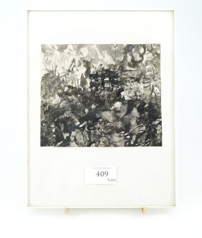 GÉRARD CYNE (1923-2006) Composition abstraite.
Encre et huile sur papier.
12,5 x...