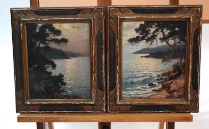 Jean LAFON (XXe siècle) 
Saint Jean Cap-Ferrat, view of the coast.
两幅油画，左下方有签名。
27...