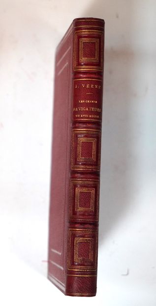 Jules VERNE Les Grands Navigateurs du XVIIIe siècle.巴黎，J. Hetzel, s. d.[1879].红色...